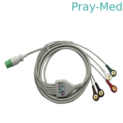 Mua Lớp II MEK Trực tiếp Kết nối 3/5 Dây dẫn 6 chân Cáp Ecg TPU Jacket Snap sản xuất trực tuyến