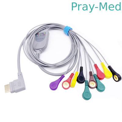 Mua 10 Chì dài Holter Dây cáp y tế ECG màu xám Chất liệu TPU màu xám sản xuất trực tuyến