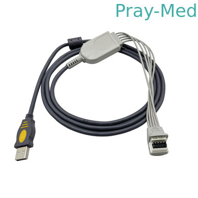 Cáp Holter ECG hồng ngoại xa 3.0m Bộ chuyển đổi USB cho Mortara H3 Mortara 10 chân 145cm