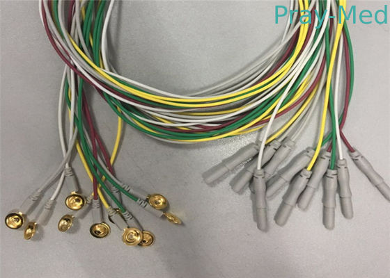 Điện cực mạ vàng Cáp EEG 1.2m / 1.5m Chiều dài vật liệu cáp TPU