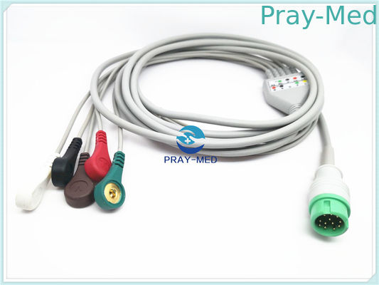 5 dây cáp chùm Mindray, vòng 12 Pins Người lớn Cáp Ecg và Dây dẫn