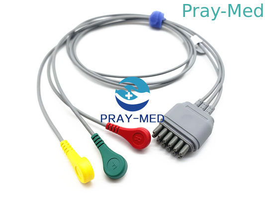 Dây cáp Ecg Holter 102cm Edan 3 chì cho máy phát đo từ xa IT20 / IT20ES