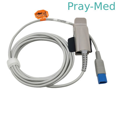 Bộ cảm biến Spo2 dành cho người lớn 10 Ft màu xám TPU 8 Đầu nối nam định hình Pin D