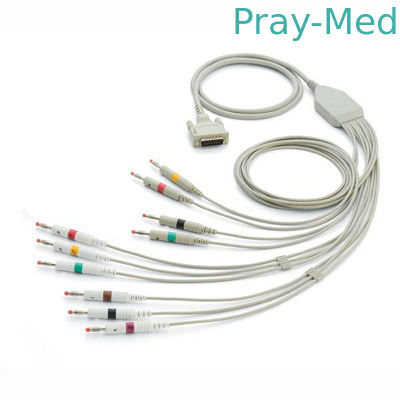 Mortara Eli ECG / EKG Cáp 15 Pin Pinch / Grabber Đường kính 5.0mm