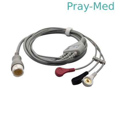 Cáp bệnh nhân 3 đầu HP / HP cho máy Ecg Đầu nối 12 chân 3,6m TPU