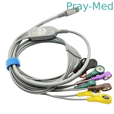 Jincomed 10 Chì Holter Cáp ECG Xám 11pin Snap End 0.9m