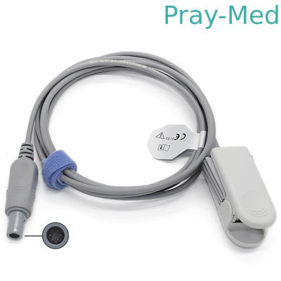 Cảm biến Spo2 dành cho người lớn Edan Đầu nối 6pin 60 độ Cáp áo khoác TPU 3m